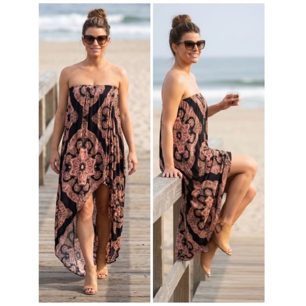 NWT Free People Summer Fling Romper Maxi Dress Strapless Convertible XS Skirt - Picture 2 of 14
